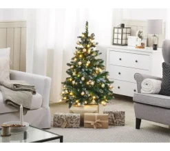 BELIANI Sapin Et Accessoire^ Sapin De Noël Artificiel Vert Pre-Illumine 120 Cm Palomar
