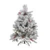 BELIANI Sapin Et Accessoire^ Sapin De Noël Artificiel Effet Neige 120 Cm Blanc Masala