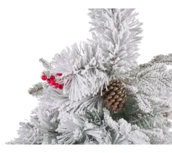 BELIANI Sapin Et Accessoire^ Sapin De Noël Artificiel Effet Neige 120 Cm Blanc Masala