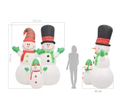 Best * Bonhomme De Neige Gonflable Famille Pere Noël Led Ip44 240 Cm
