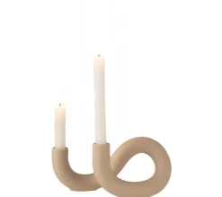 Best Sale * Bougeoir 2 Bougies Déco "Torsion" 25Cm Beige