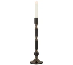Best * Bougeoir Design En Aluminium "Leo" 44Cm Noir Et Or