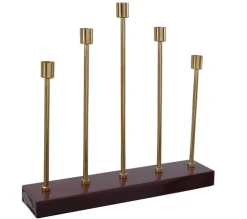 Store * Bougeoir Design En Metal "Limo" 40Cm Bordeaux Et Or