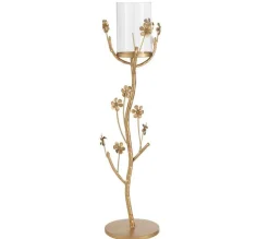 Flash Sale * Bougeoir Design En Metal "Curama" 67Cm Or