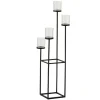 Flash Sale * Bougeoir Design Metal Et Verre "4 Tetes" 77Cm Noir