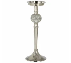 Hot * Bougeoir Design "Sphere Diamant" 31Cm Argent
