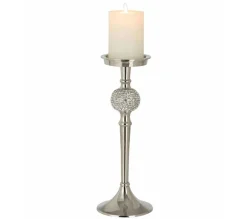 Hot * Bougeoir Design "Sphere Diamant" 31Cm Argent