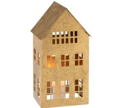 Shop * Bougeoir En Metal "Maison Sigma" 37Cm Or