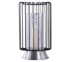 New * Bougeoir Rond Déco "Malibu" 40Cm Noir Et Argent