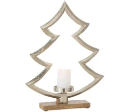 Discount * Bougeoir Sur Pied Déco "Sapin" 40Cm Argent