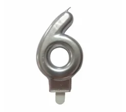 * Anniversaire Et Autres Fêtes^Bougie D'Anniversaire "Chiffre 6" 7Cm Argent