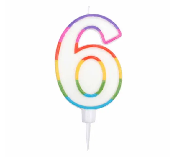 * Anniversaire Et Autres Fêtes^Bougie D'Anniversaire "Chiffre 6" 10Cm Multicolore