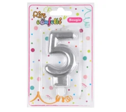 * Anniversaire Et Autres Fêtes^Bougie D'Anniversaire "Chiffre 5" 7Cm Argent