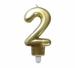 * Anniversaire Et Autres Fêtes^Bougie D'Anniversaire "Chiffre 2" 7Cm Or