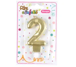 * Anniversaire Et Autres Fêtes^Bougie D'Anniversaire "Chiffre 2" 7Cm Or