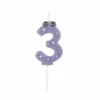 * Anniversaire Et Autres Fêtes^Bougie D'Anniversaire "Chiffre 3" 5Cm Gris