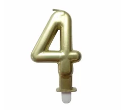 * Anniversaire Et Autres Fêtes^Bougie D'Anniversaire "Chiffre 4" 7Cm Or