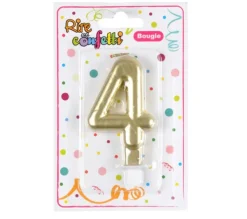 * Anniversaire Et Autres Fêtes^Bougie D'Anniversaire "Chiffre 4" 7Cm Or