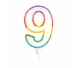 * Anniversaire Et Autres Fêtes^Bougie D'Anniversaire "Chiffre 9" 10Cm Multicolore