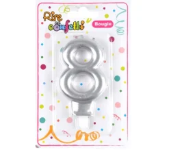 * Anniversaire Et Autres Fêtes^Bougie D'Anniversaire "Chiffre 8" 7Cm Argent