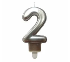 * Anniversaire Et Autres Fêtes^Bougie D'Anniversaire "Chiffre 2" 7Cm Argent