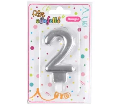 * Anniversaire Et Autres Fêtes^Bougie D'Anniversaire "Chiffre 2" 7Cm Argent