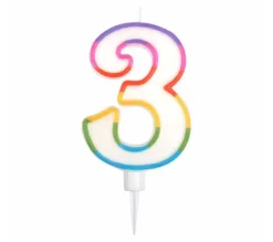 * Anniversaire Et Autres Fêtes^Bougie D'Anniversaire "Chiffre 3" 10Cm Multicolore