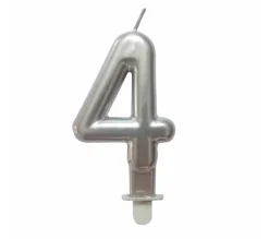* Anniversaire Et Autres Fêtes^Bougie D'Anniversaire "Chiffre 4" 7Cm Argent