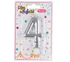 * Anniversaire Et Autres Fêtes^Bougie D'Anniversaire "Chiffre 4" 7Cm Argent