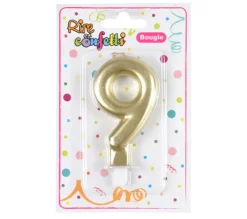 * Anniversaire Et Autres Fêtes^Bougie D'Anniversaire "Chiffre 9" 7Cm Or