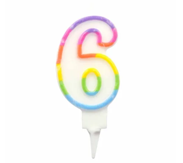 * Anniversaire Et Autres Fêtes^Bougie D'Anniversaire "Chiffre 6" 7Cm Multicolore