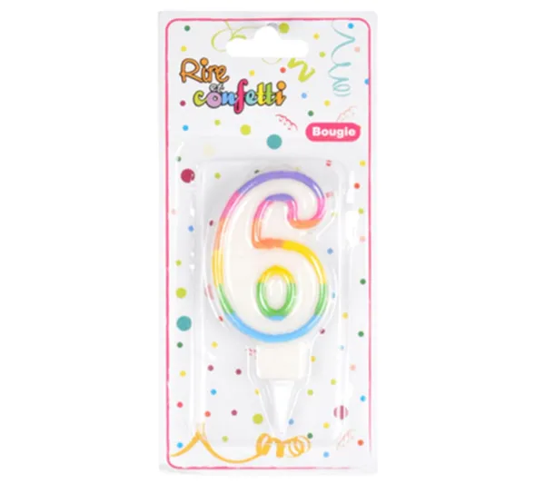 * Anniversaire Et Autres Fêtes^Bougie D'Anniversaire "Chiffre 6" 7Cm Multicolore