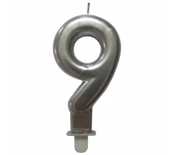 * Anniversaire Et Autres Fêtes^Bougie D'Anniversaire "Chiffre 9" 7Cm Argent