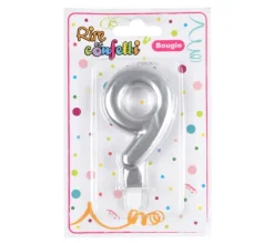 * Anniversaire Et Autres Fêtes^Bougie D'Anniversaire "Chiffre 9" 7Cm Argent