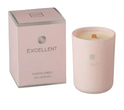 Store * Bougie Parfumee En Verre "Excellent" 12Cm Rose Champagne Pale