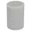 Clearance * Bougie Pilier Déco Embossee "Santan" 10Cm Gris Clair