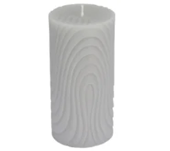 Shop * Bougie Pilier Déco Embossee "Santan" 14Cm Gris Clair