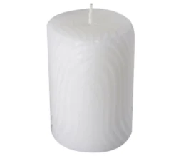 Discount * Bougie Pilier Déco Embossee "Santan" 10Cm Blanc