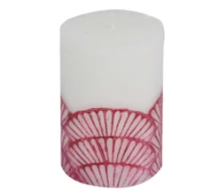 Store * Bougie Pilier Déco "Mermaid" 10Cm Fuchsia Et Blanc