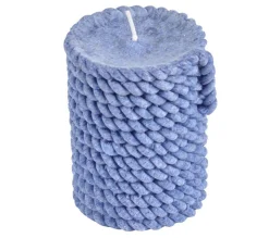 Cheap * Bougie Pilier Effet Cordage "Blue Wave" 8Cm Bleu Fonce