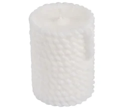 Hot * Bougie Pilier Effet Cordage "Blue Wave" 8Cm Blanc