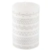 Flash Sale * Bougie Pilier Embossee "Graphic Ethnic" 10Cm Blanc