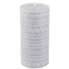 Best * Bougie Pilier Embossee "Graphic Ethnic" 13Cm Gris Clair
