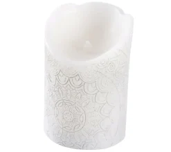 Outlet * Bougie Pilier Led "Mandala" 11Cm Blanc