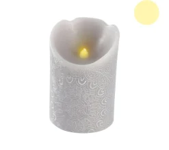 Cheap * Bougie Pilier Led "Mandala" 11Cm Gris Clair