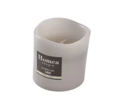 New * Bougie Pilier Led "Whisper" 10Cm Gris Clair