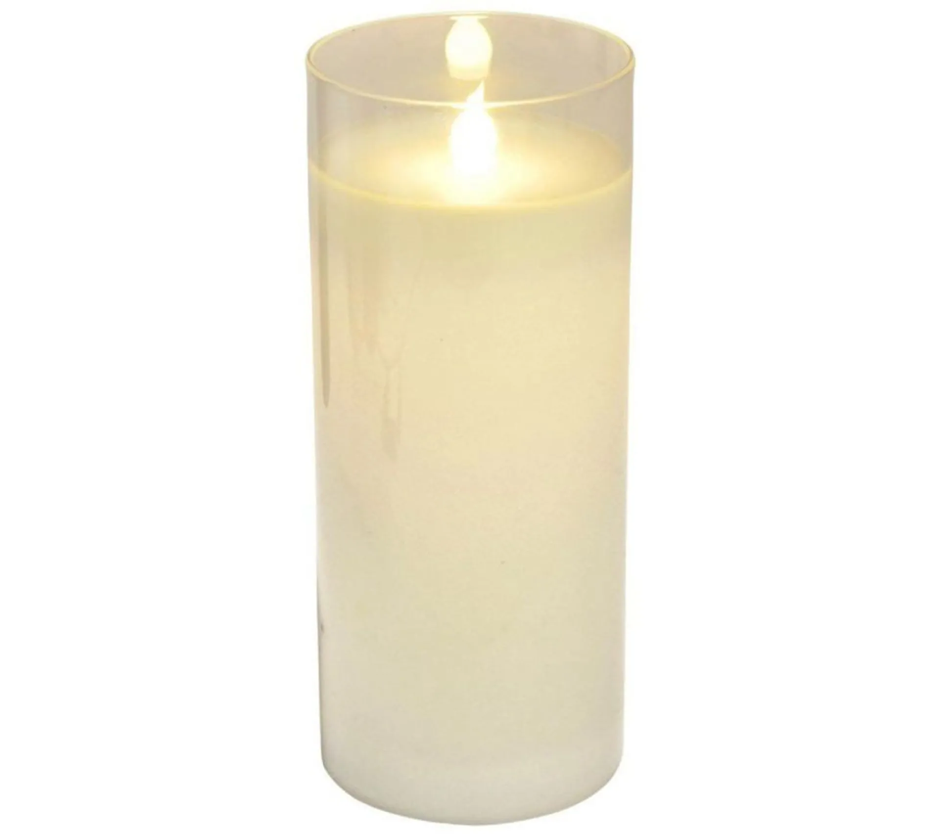 New * Bougie Ronde Led "Verrine" 17Cm Blanc