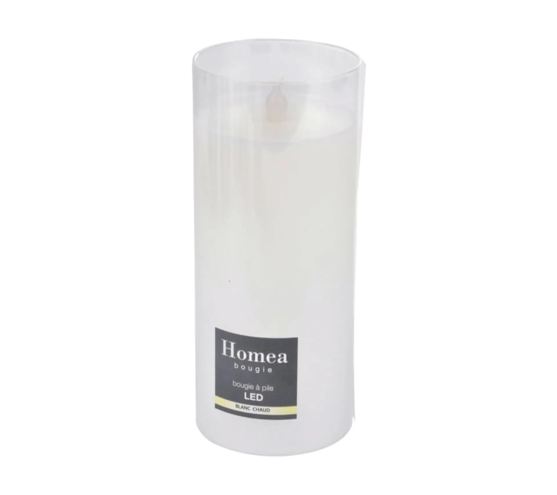 New * Bougie Ronde Led "Verrine" 17Cm Blanc