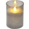 Sale * Bougie Ronde Led "Verrine" 10Cm Gris Clair