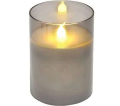 Sale * Bougie Ronde Led "Verrine" 10Cm Gris Clair